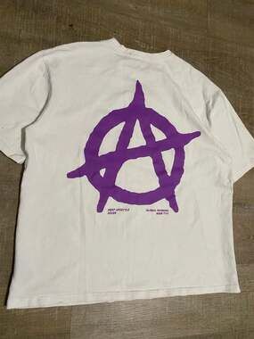 Global Warning A$AP TYY 2022 A$AP Lifestyle Purple Anarchy Logo White T-Shirt XL